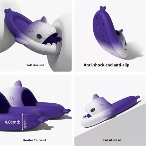 Two-color Gradient Shark Slides, Spotted Starlight Shark Slides, Gradient Beach Shower Sandals, Non-Slip Thick-Soled Open Toe Slippers2