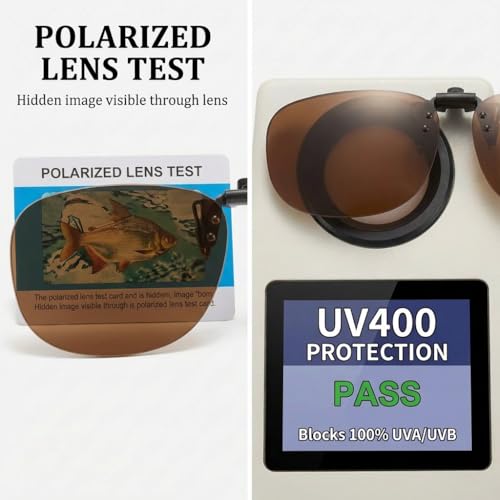 Image of Polarized Clip On Sunglasses, Flip Up Anti-Glare Driving Clip-on Shades, UV400 Protection Lens for Men Women