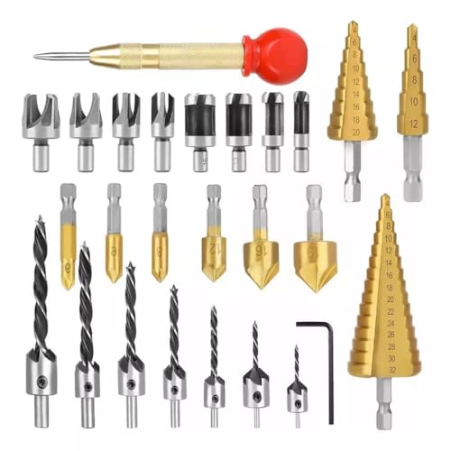 Broca para Madeira, Broca Escalonada Cônica, 26 peças