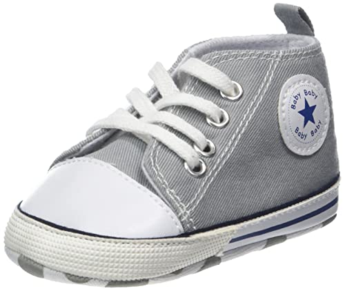 DEBAIJIA Bebé Primeros Pasos Zapatos de Lona 0-6M Niños Alpargata Suave Antideslizante Ligero Slip-on 17 EU Gris (Tamaño Etiqueta-1)
