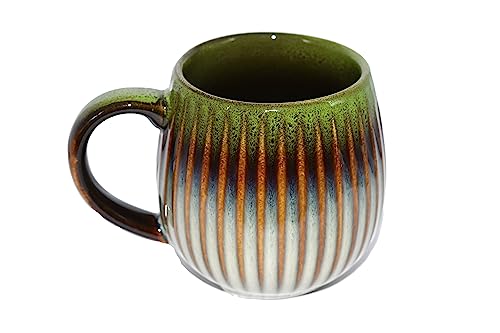 Saumo 480ml Hochwertige Handgefertigte Kaffeetasse aus Porzellan - Kaffee & Tee Tasse in Modern Vintage Design - große Kaffeebecher mit großem Henkel LFGB Zertifiziert