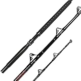 Fiblink Saltwater Fishing Trolling Rod 1-Piece Heavy Duty Roller Rod Big Name Conventional Boat Fishing Pole with Roller Guides (50-80lb,5-Feet 6-Inch)