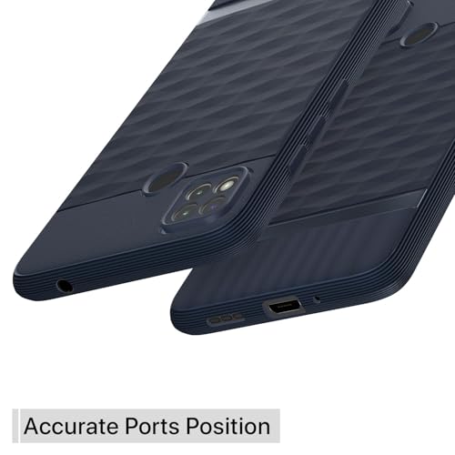 Image of Pikkme Back Cover for Poco C31, Mi Redmi 10A / 10A Sport, Redmi 9 / Redmi 9 Activ / 9C Camera Protection 3D Hexa Cube Design Silicone Protective Bumper Case (Blue)