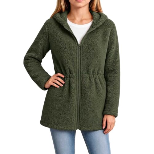 Girls Fleece Jacket Zip Up Hoodie Waist Winter Coat Fall Daily Size 4-15 - image 1