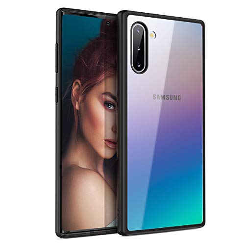 Yokata Funda para Samsung Galaxy Note 10, Carcasa Transparente PC Dura Rígida + Silicona TPU Bumper Suave Ultra Fina Ultra-Delgado Anti-Golpes Anti-Choque Anti-Arañazos Protección Case - Negro