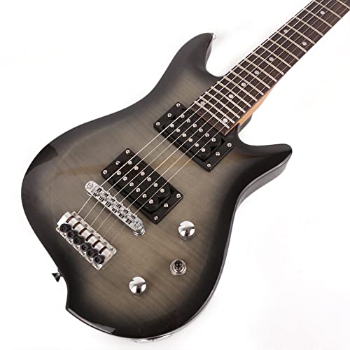 Fojill Full Scale Length Travel Portable Black Electric Guitars Mini