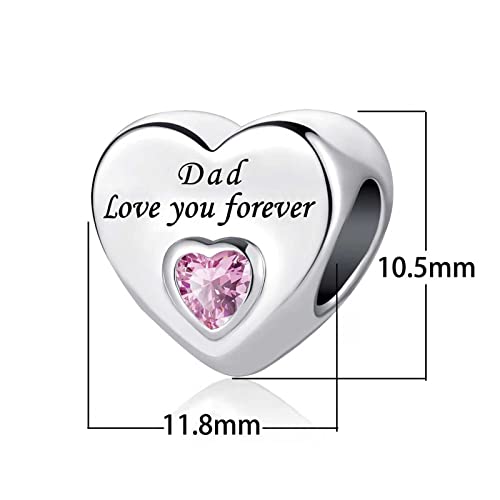 Kunbead Daddy Dad Heart I Love You Forever Fathers Day Birthday Bead Charm Gift From Daughter Son Women #TOP1