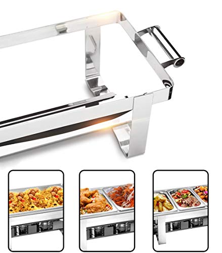 Aprilhp Warmhaltebehälter Essen, Chafing Dish Buffetwärmer Speisenwärmer Wärmebehälter Warmhaltegerät Edelstahl Buffet… – Bild 4