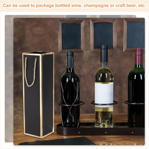 PATIKIL Torby na prezenty na wino, 24 szt., 8 x 8 x 3,5 x 35 cm, papierowa butelka wina, torba prezentowa, torba na wino, luzem, z uchwytami, na prezent, Boże Narodzenie, ślub, urodziny, rocznicę