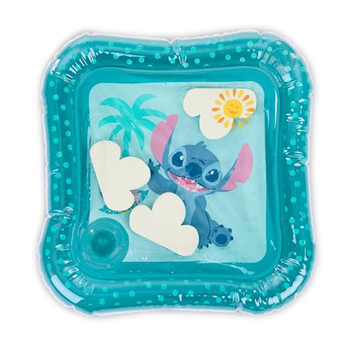 Image of Bright Starts Disney Baby Stitch Water Mat, Making Waves Tummy Time Play Mat, 3 Floating Toys, Newborn+