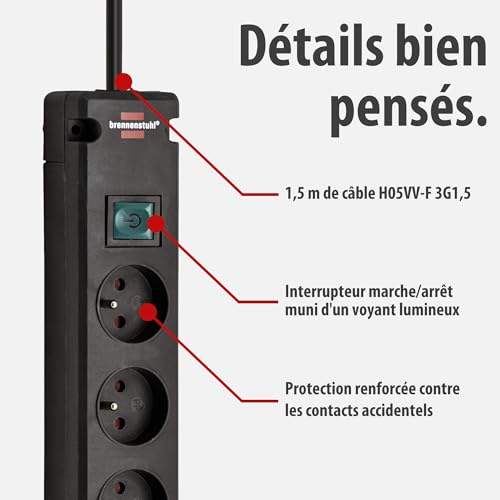 Brennenstuhl Rallonge électrique 10m H07RN-F 3G1,5, Bloc 4 Prises 16A – vue 4