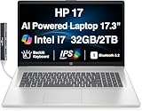HP 17 AI Powered Laptop 17.3' IPS FHD Display (Intel i7-1355U, 32GB DDR4, 2TB PCIe SSD, Intel UHD, WiFi 6, Webcam, Bluetooth 5.2, Win 11 Pro) w/DKZ USB Port Expander