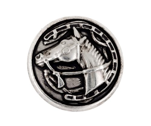 Bezelry 12 Pieces Mare and Horseshoe Metal Shank Buttons. 22mm
