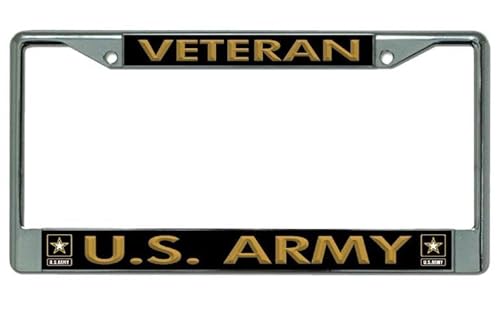 Veteran U.S. Army Chrome License Plate Frame