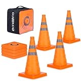 4 Pack 18 inch Collapsible Traffic Cones, Safety Cones with Reflective Collars, Multi Purpose Pop Up Extendable Road Safety Cone by GUARDLEAD