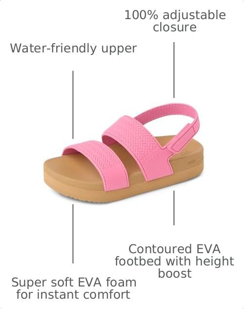 REEF Girls Sandals, Toddler/Little Kid Water Vista, Pink Cosmos/Tan, 3 - image 3