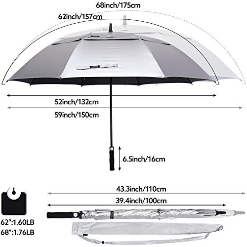 G4Free - Golf Umbrella UV Protection 119/137/157/162/172cm Automatic Open Double Canopy Oversized Extra Large Windproof Sun Rain Umbrella