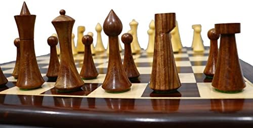 Miniatura 2 de Juego de ajedrez combinado de madera hecho a mano, piezas únicas de ajedrez Hermann Ohme y tablero de ajedrez de palisandro dorado de 19 pulgadas,