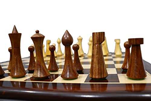 Juego de ajedrez combinado de madera hecho a mano, piezas únicas de ajedrez Hermann Ohme y tablero de ajedrez de palisandro dorado de 19 pulgadas, piezas de ajedrez de madera premium y tablero
