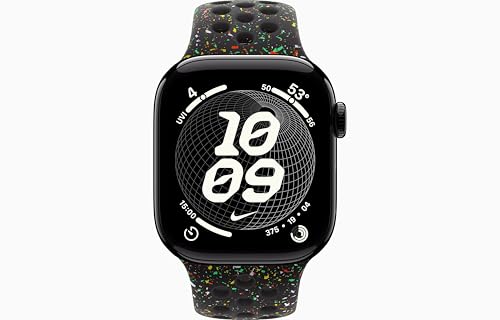 Image of Apple Watch Series 11 [GPS + Cellular, 42mm] Jet Black Aluminum Case with Midnight Black Nike Sport Band, M /L (Renewed)