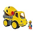 BIG-Power-Worker Zementmischer + Figur - Spielzeug Auto ideal für Unterwegs, Reifen aus Softmaterial, beweglicher Zementtank, inklusive Figur, für Kinder ab 2 Jahren