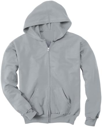 Hanes Comfortblend EcoSmart Full-Zip Kids' Hoodie Sweatshirt, Light Steel, XL