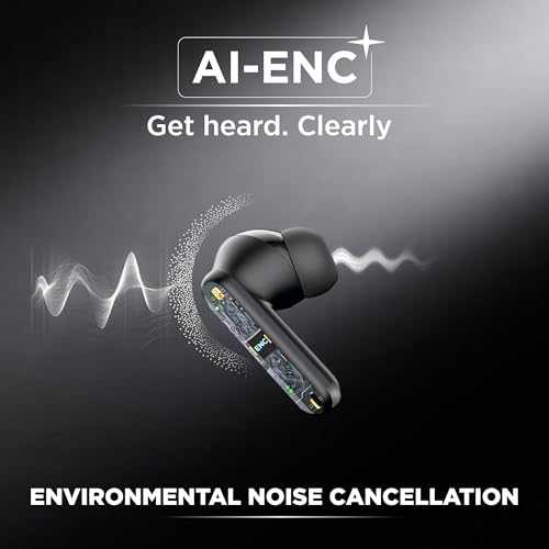 Image of Intex Buds NEO TWS Bluetooth Earbuds with AI ENC, Deep Bass, Type-C Charging, 32H Playtime, Low Latency, Touch Control, Voice Assistant, Wireless Earphones (Black)