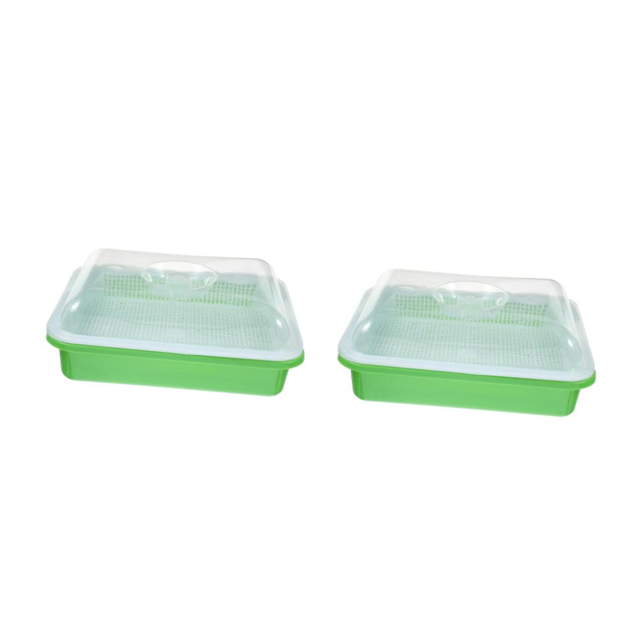 Milisten 2 Piezas Bandeja Semillero Reforzada con Tapa para Germinación de Almacenamiento de Agua y Pequeños para Alta de Brote Germinación de Semillas