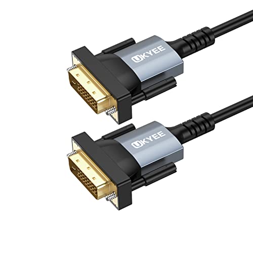 UKYEE DVI to DVI Monitor Cable 6FT, 24+1 DVI-D Dual Link Cable, Digital Video Cable, Male to Male - for Gaming, DVD, Laptops, Projector,HDTV-Gray