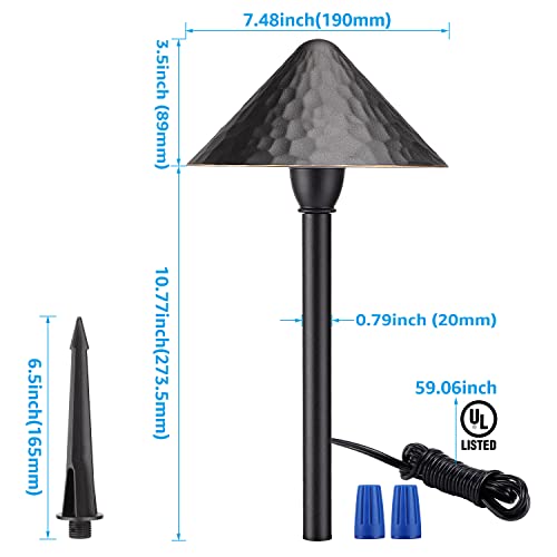 Leonlite 12-Pack Led Landscape Path Light, 3W 147Lm 12-24V Ac/Dc Etl Cri90+ Wired Outdoor Led Walkway Light, Unique Vintage Golden Edge, Aluminum Construction Low Voltage Pathway Lights, Ip65, 3000K #TOP5