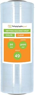 PSBM Pallet Netting Vented Stretch Wrap, 49 Pack, 20 Inch x 3000 Feet, for Securing Pallets That Need Ventilation