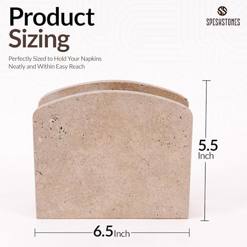 Miniatura 6 de Speshstones Servilletero De Mármol De 16,5 Cm Hecho A Mano Con Travertino Para Mesa, Organizador De Servilletas De Papel De Piedra Para Encimera De Cocina Y Decoración De Baño