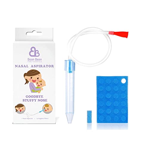 Image of Baby Nasal Aspirator For Stuffy Noses by Bean Bean Family Essentials w/ 24 Hygiene Filters – Safe & Easy Nasal Congestion Relief for Infants & Toddlers - BPA & Phthalate-Free - Baby Registry Must Have