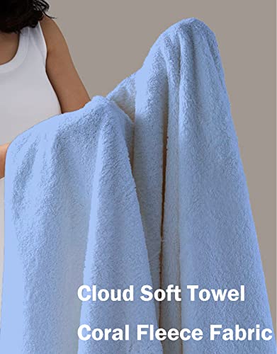 Blue Bath Towels 4 Pcs Highly Absorbent Shower Towels Cozy Pulsh Spa Towels 35 X 70 Inches Quick Dry Pool Towel Soft Oversized Bathroom Towel Set #TOP6