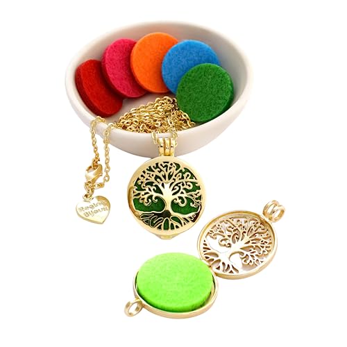 Colar Difusor Árvore da Vida para Aromaterapia Dourado