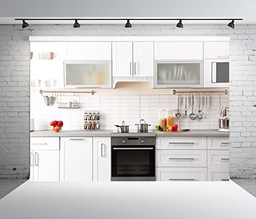 Décorations de fête de cuisine BELECO grand fond en tissu blanc 2.7x1.8m pour séance photo