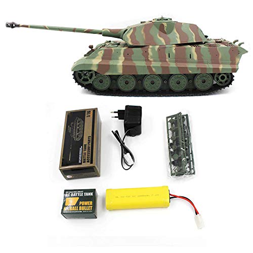 HUAXING RC Tank 2.4Ghz 1/16 German King Tiger Battle Tank Teens Kids Remote