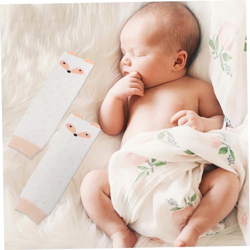 Cartoon Knee Elbow Protector Pads Soft Elastic Leg Warmers for Crawling Winter Non Slip Cushioned Socks with Fox Design2