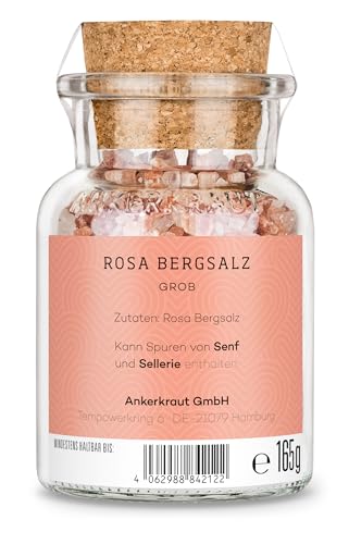 Ankerkraut \Dankeschön\ Anlass-Geschenk, Rosa Bergsalz grob zum Verschenken, Geschenk für Freunde und Familie, Gewürz, 165 g im Korkenglas