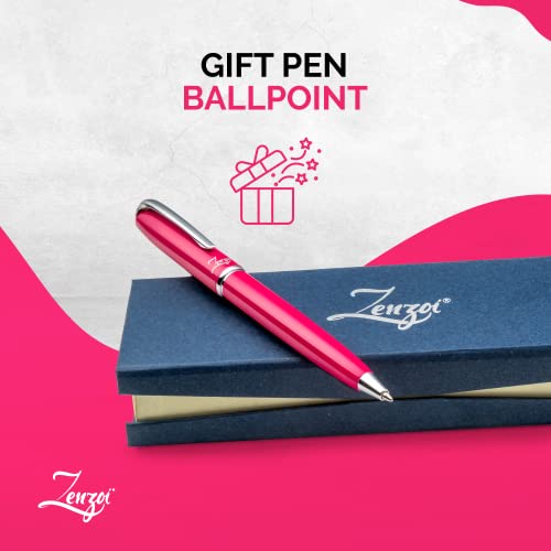 Zenzoi Pink Ballpoint Pen Set. Luxury Ballpoint Pen With Black Ink Schmidt Refill - 0.7 Mm. Nice Pens For Women Or Men. High End Pen Gift Box Ideal For Journaling, Writing, Sketching (Pink) #TOP6