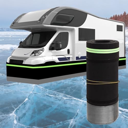 RV Skirting Panels 36ft Black with Night Reflective Strips, 3ft Height, 360-Degree Rollable, Outdoor Garden Protection - Shields Against Wear, Scratches, Wind