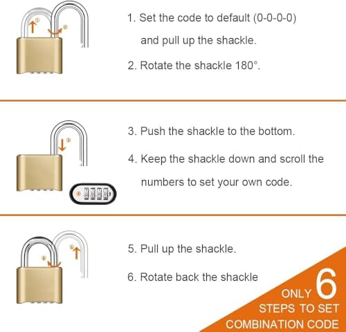 Image of Heavy Duty 4-Digit Combination Brass Padlock | Hardened Steel Shackle Weatherproof Security Lock | Sun & Water Resistant Lock for Gates, Locker, Shed & Storage (Gold)