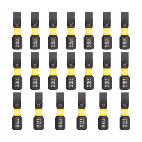 Image of 20 x KELSON 5.5mm Flat-Head 25mm Impact Rated Screwdriver Bits Slotted Slot SL5.5 1/4" Universal