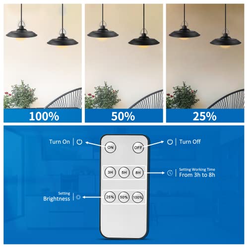 Solar Pendant Lights, Solar Powered Shed Lights By Remote Control, 500Lm 3000K Warm White Dimmable Solar Garage Light, Ip54 Waterproof 9.8Ft Cord Hanging Lights For Patio Barn Indoor Outdoor Lighting #TOP4