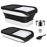 OFFKITSLY Dog Food Storage Container, 13LB Collapsible Airtight Cat Pet Food Container Bin with Bowl