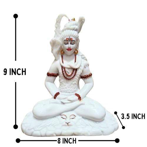 Image of Handicrated Marble Shiv ji Statue Shankar Bhagwan Murti for Home /Temple (8X4X9-Inch)
