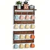 JUJOYBD Estantería rústica para tazas de pared, soporte para tazas con 16...