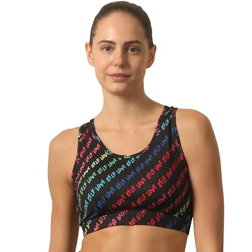 Image of SOIE Women's Medium Impact Quick Dry Padded Racerback Printed Athleisure Sports Bra