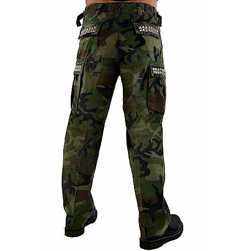 Men's Gothic Cyber Steampunk CAMO Army Military Biker Jeans Punk Rock Pants/Marines Pants2