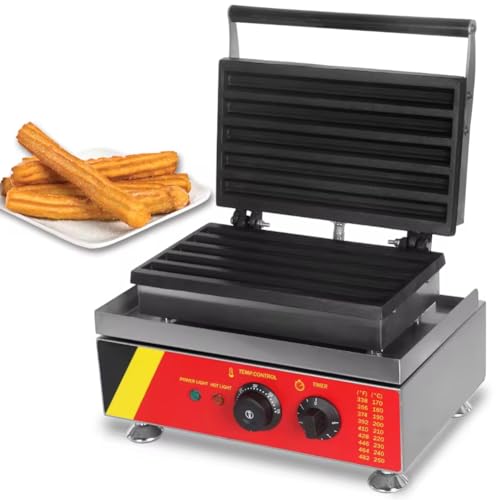 ZOLPINL Máquina eléctrica para Hacer Churros, 1500 W, Placa Antiadherente, gofrera y Churros con Control de Temperatura, 5 Unidades, para Desayuno, Restaurante, hogar, postres y Aperitivos